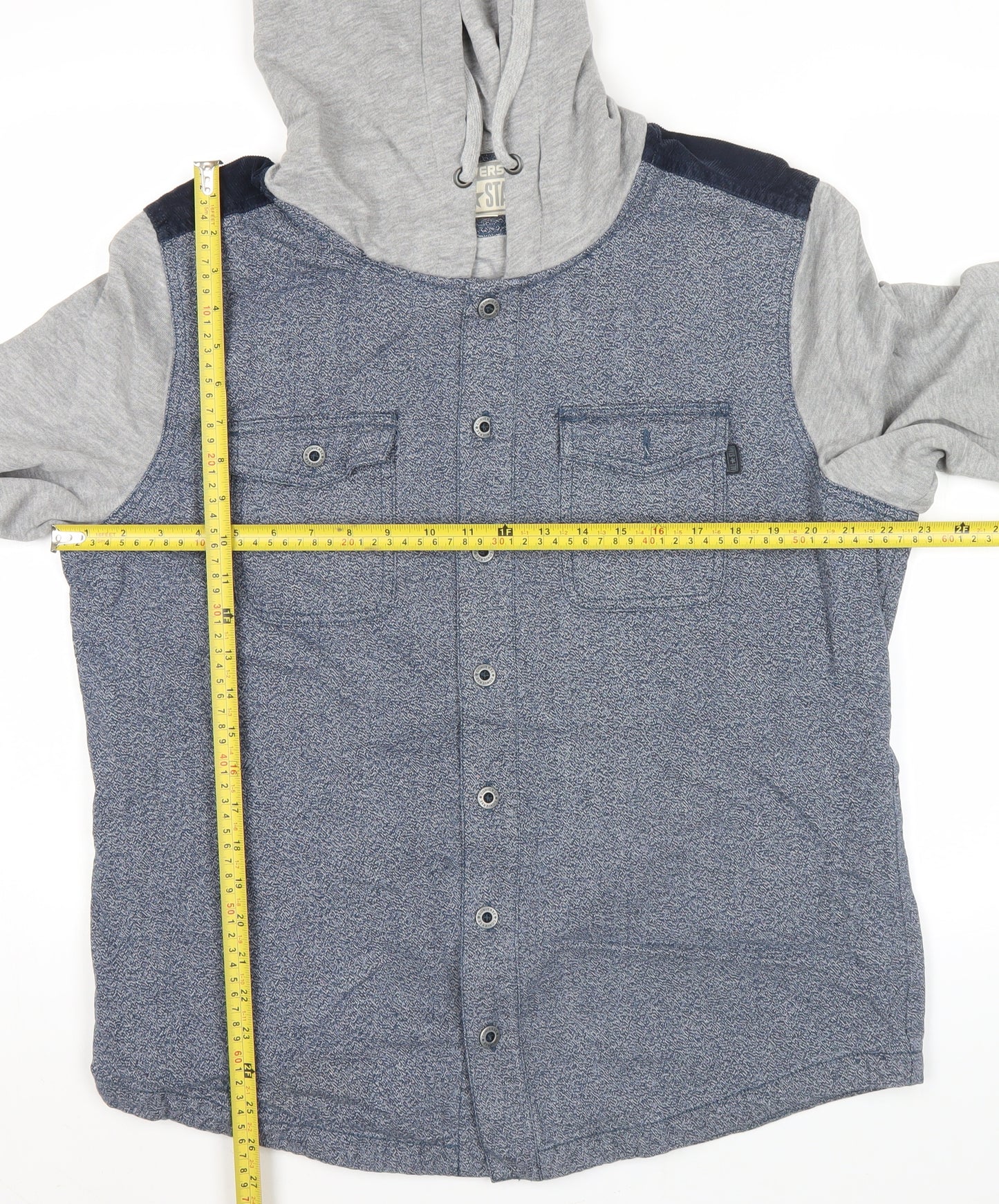 Converse Men’s Grey Blue Hooded Casual Jacket L Regular Fit