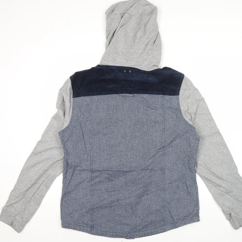 Converse Men’s Grey Blue Hooded Casual Jacket L Regular Fit