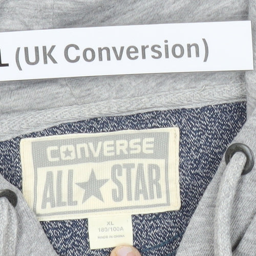 Converse Men’s Grey Blue Hooded Casual Jacket L Regular Fit