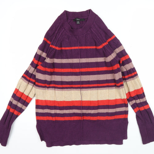 Next Womens Purple Striped Crew Neck Pullover Jumper XS