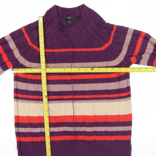 Next Womens Purple Striped Crew Neck Pullover Jumper XS
