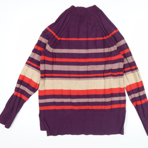 Next Womens Purple Striped Crew Neck Pullover Jumper XS