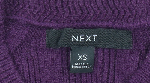 Next Womens Purple Striped Crew Neck Pullover Jumper XS