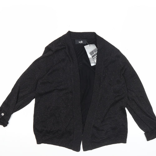 Wallis Women’s Black Glitter Knit Cardigan Size S Long Sleeve
