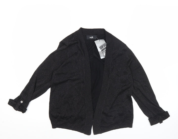 Wallis Women’s Black Glitter Knit Cardigan Size S Long Sleeve