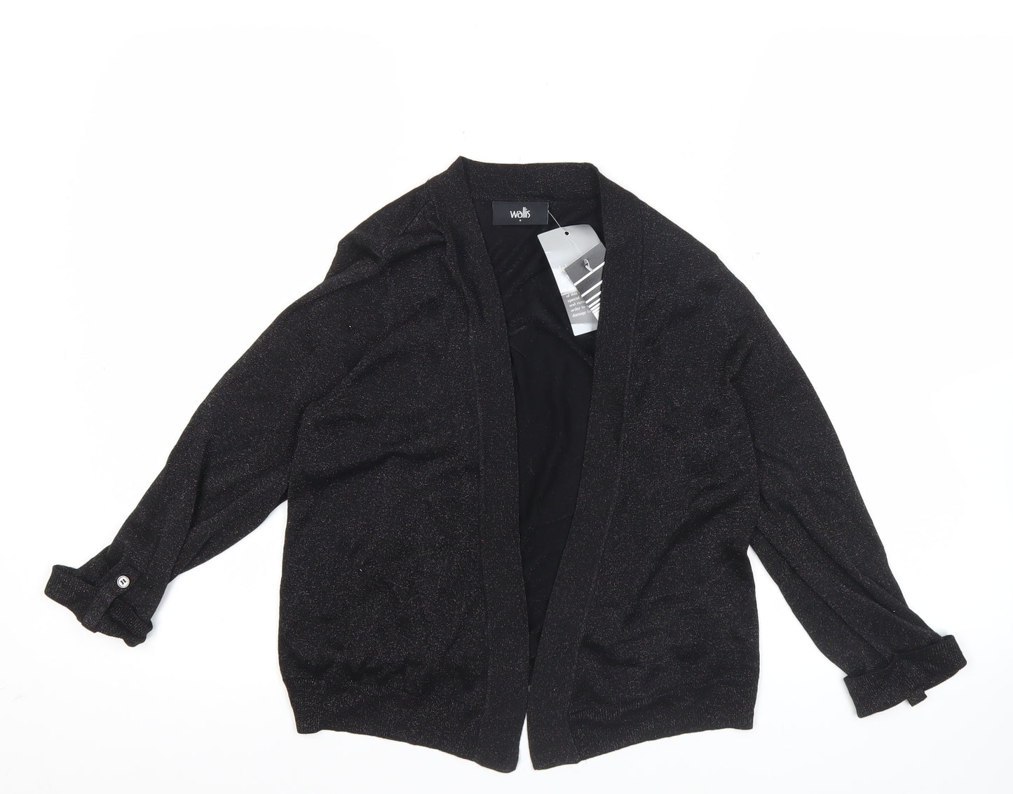 Wallis Women’s Black Glitter Knit Cardigan Size S Long Sleeve