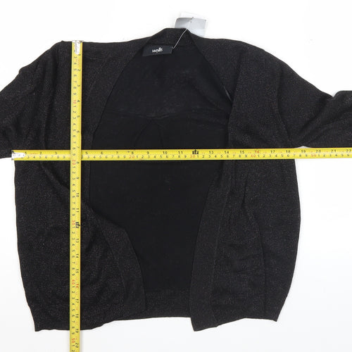Wallis Women’s Black Glitter Knit Cardigan Size S Long Sleeve