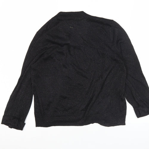 Wallis Women’s Black Glitter Knit Cardigan Size S Long Sleeve