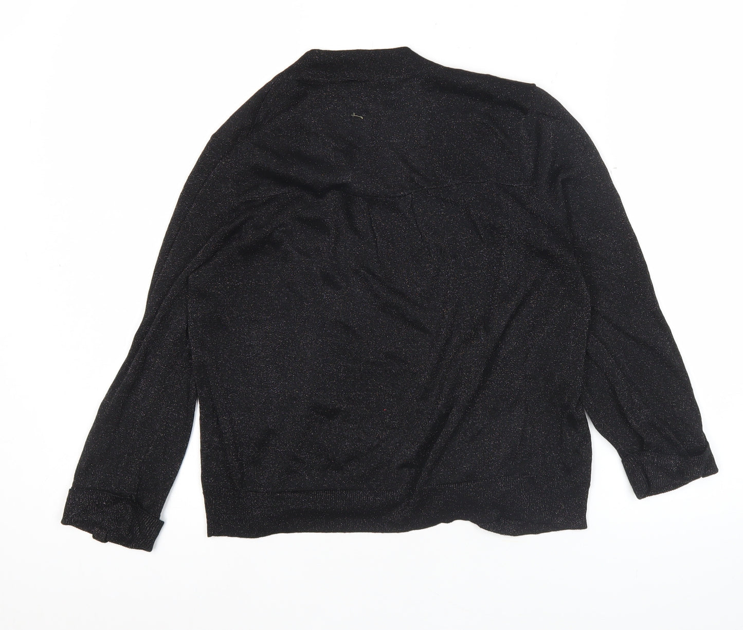 Wallis Women’s Black Glitter Knit Cardigan Size S Long Sleeve