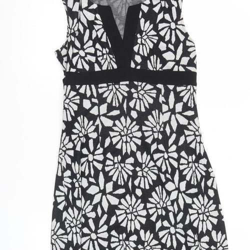 Bohemios Women’s Black Floral Sheath Dress Size 10 Sleeveless Workwear