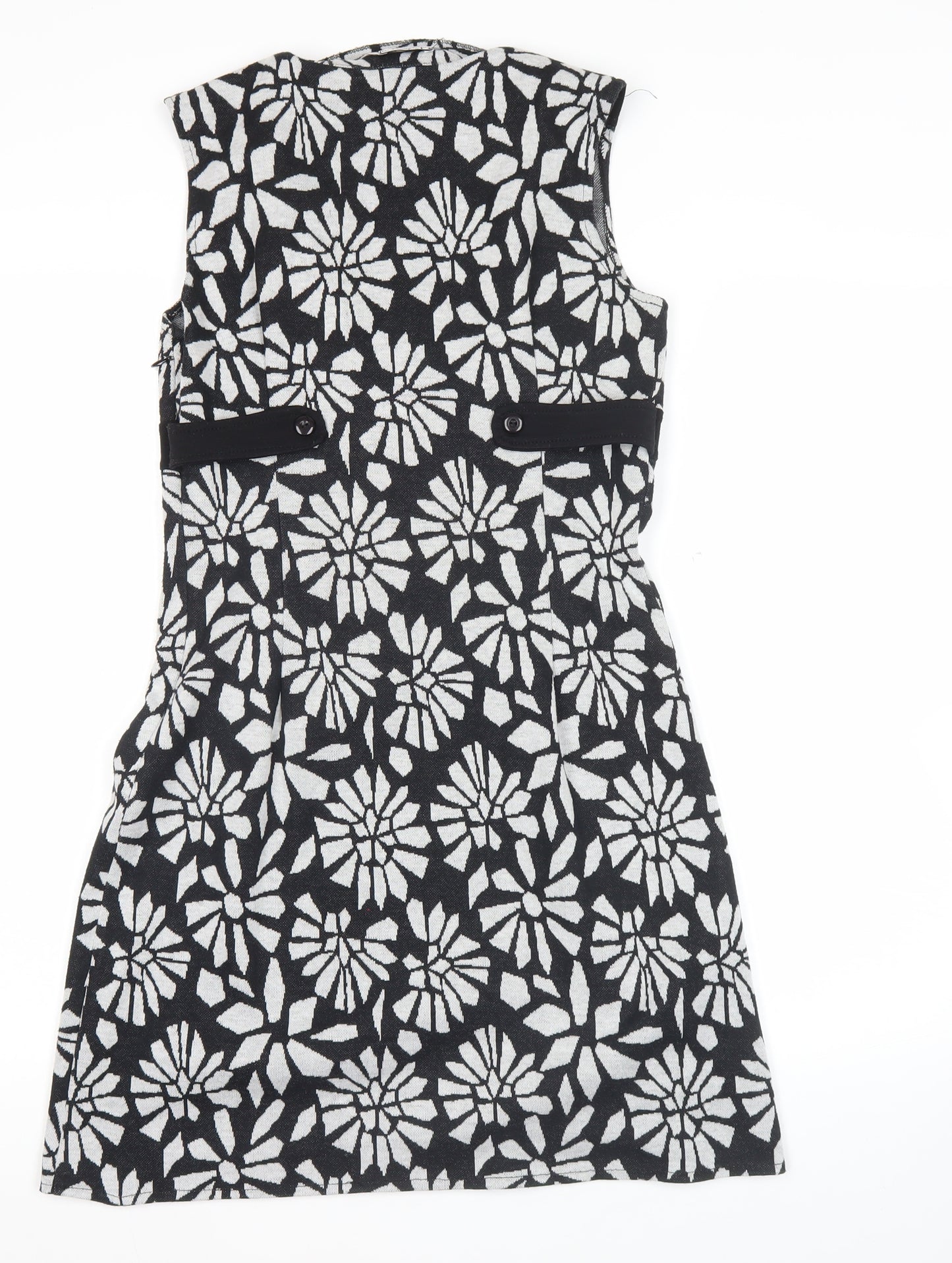 Bohemios Women’s Black Floral Sheath Dress Size 10 Sleeveless Workwear