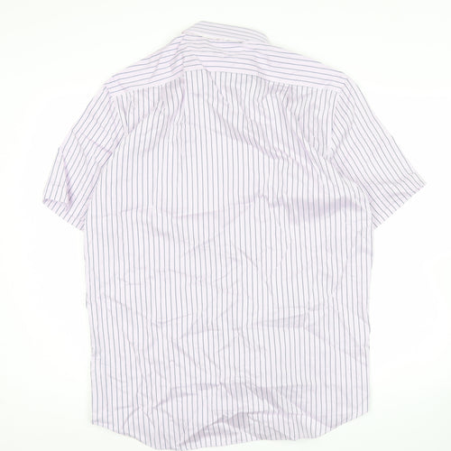 Marks and Spencer Men’s Purple Striped Short Sleeve Button-Up Shirt Size 16