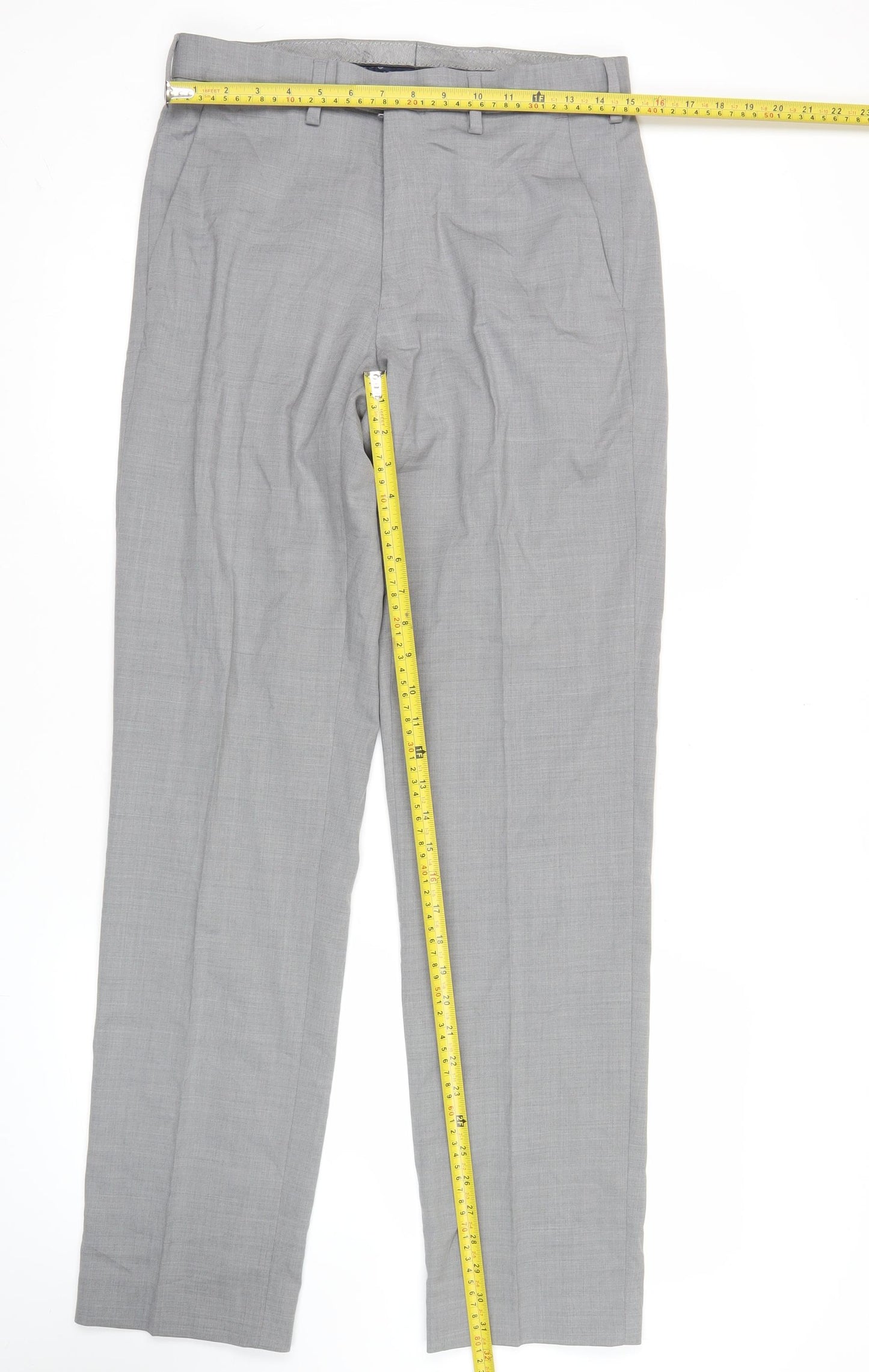 Marks and Spencer Womens Grey Regular Fit Dress Trousers Size 30