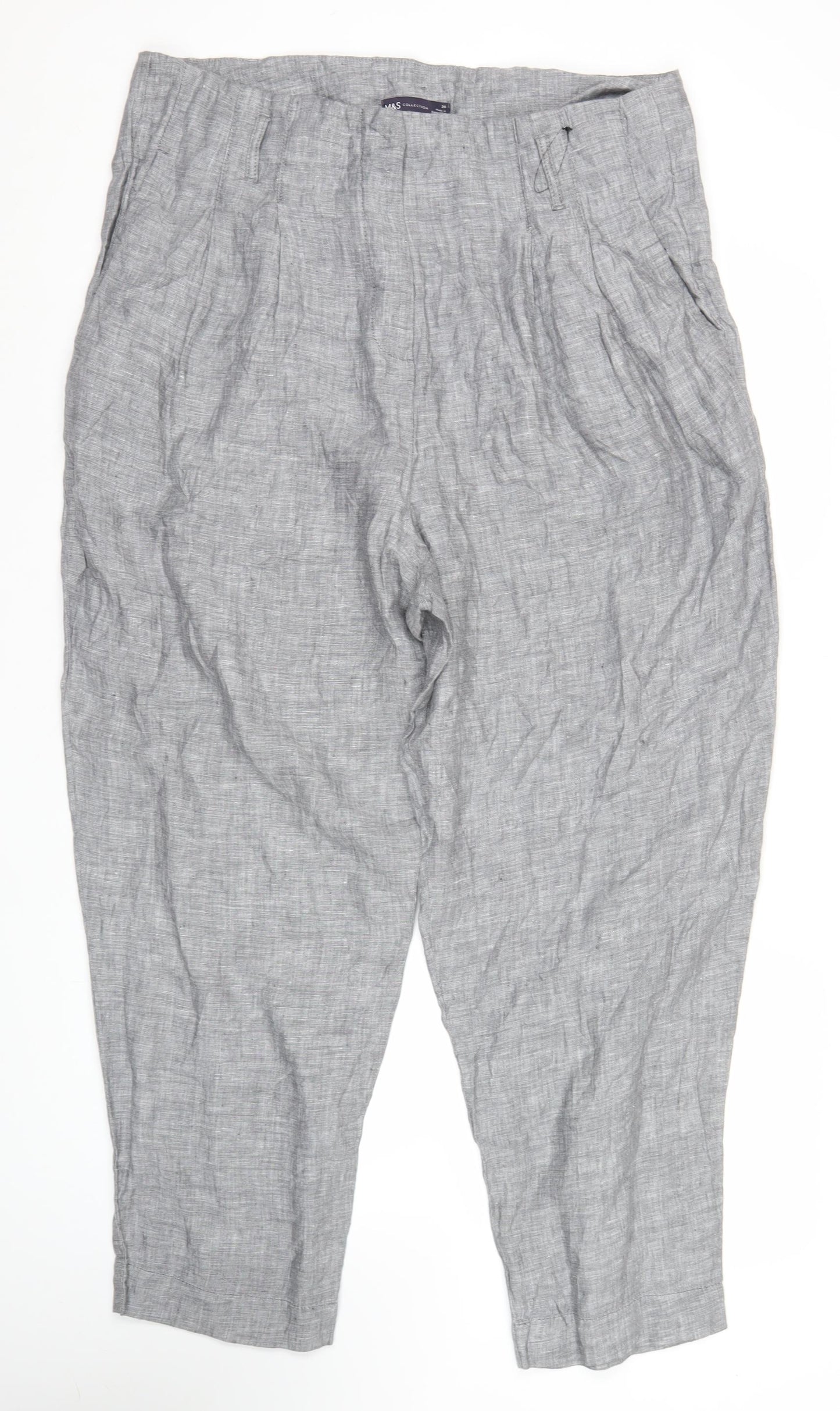 Marks and Spencer Women’s Grey Linen Trousers Size 20 Relaxed Fit