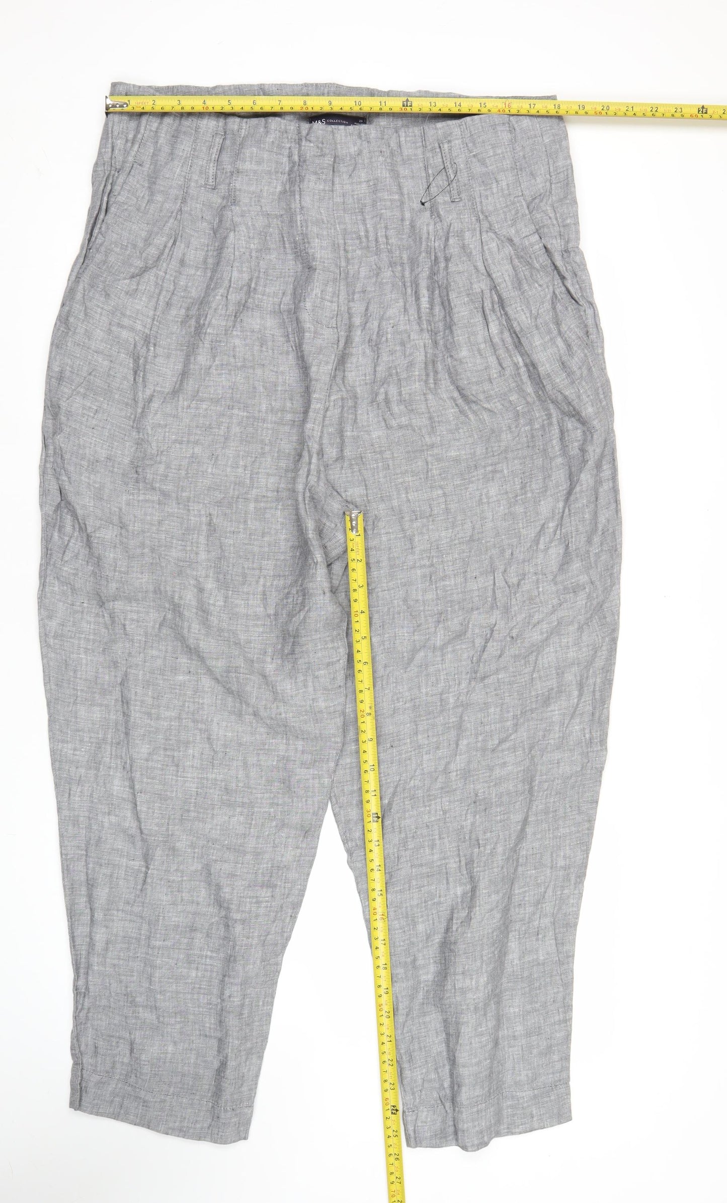 Marks and Spencer Women’s Grey Linen Trousers Size 20 Relaxed Fit