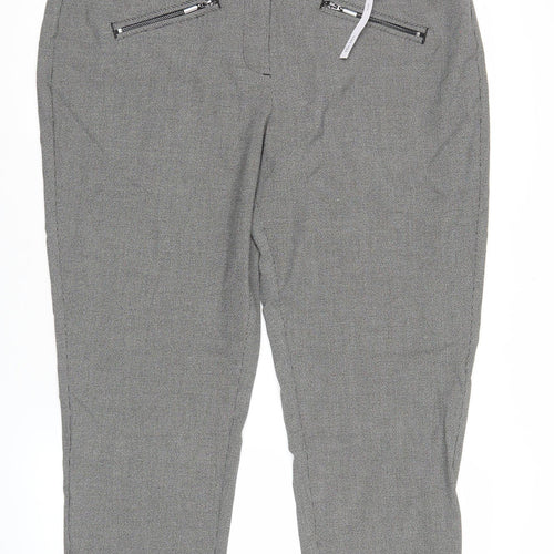 The Mia Womens Grey Slim Fit Checked Trousers Size 18 Workwear