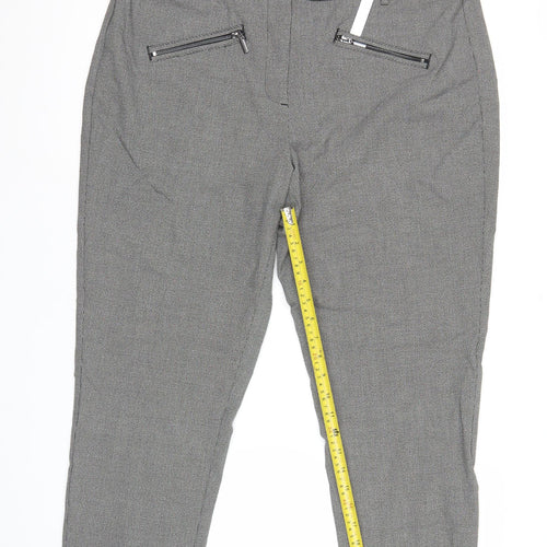 The Mia Womens Grey Slim Fit Checked Trousers Size 18 Workwear