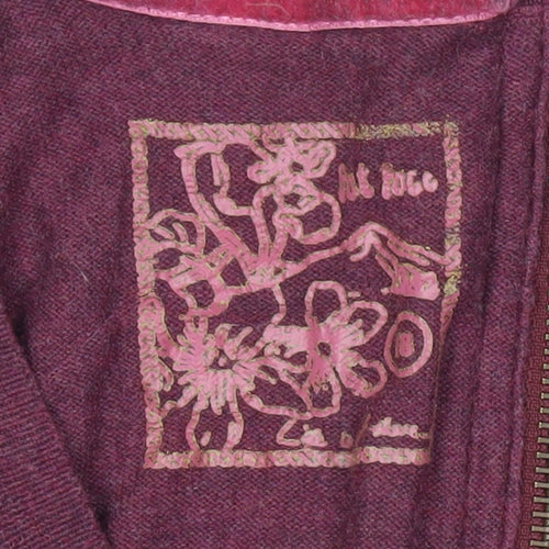 Art Deco Womens Purple Wool Tunic Jumper Size M Scoop Neck Long Sleeve