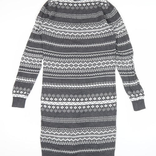 JoJo Maman Bébé Women’s Grey Fair Isle Knit Jumper Dress S