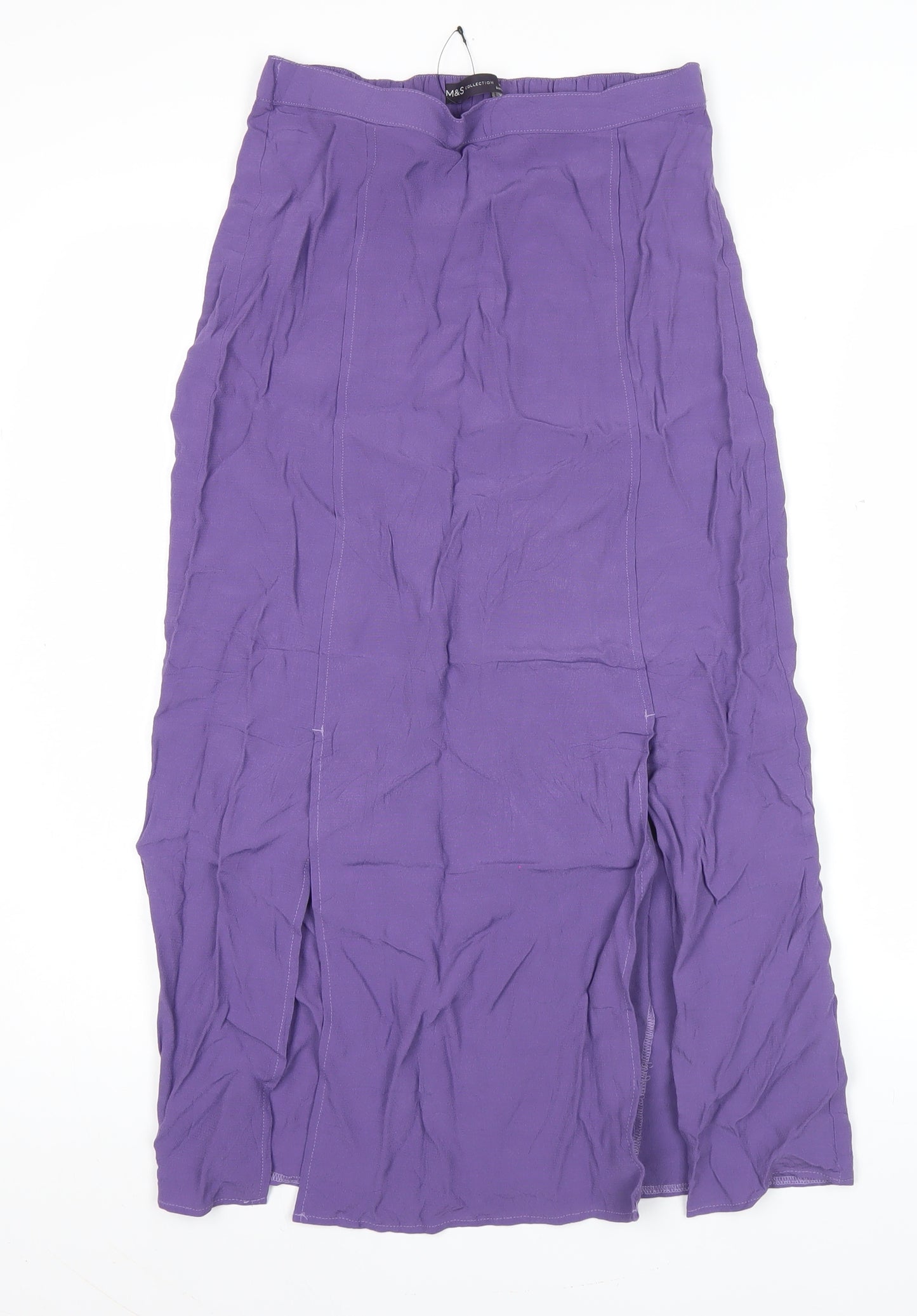 Marks and Spencer Womens Purple Viscose Midi Skirt Size 8