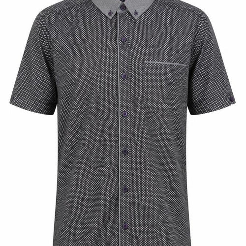 Next Mens Black Geometric Short Sleeve Shirt L Casual Button Up