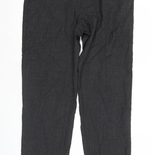Marks and Spencer Men’s Grey Check Wool Dress Trousers 38W 33L