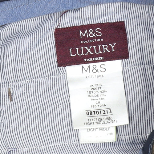 Marks and Spencer Men’s Brown Corduroy Trousers 42W 31L Regular Fit