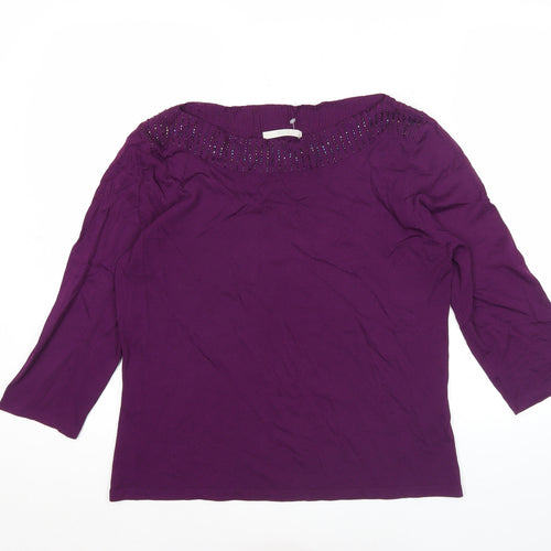 Marks and Spencer Women’s Purple Beaded 3/4 Sleeve Blouse UK 16