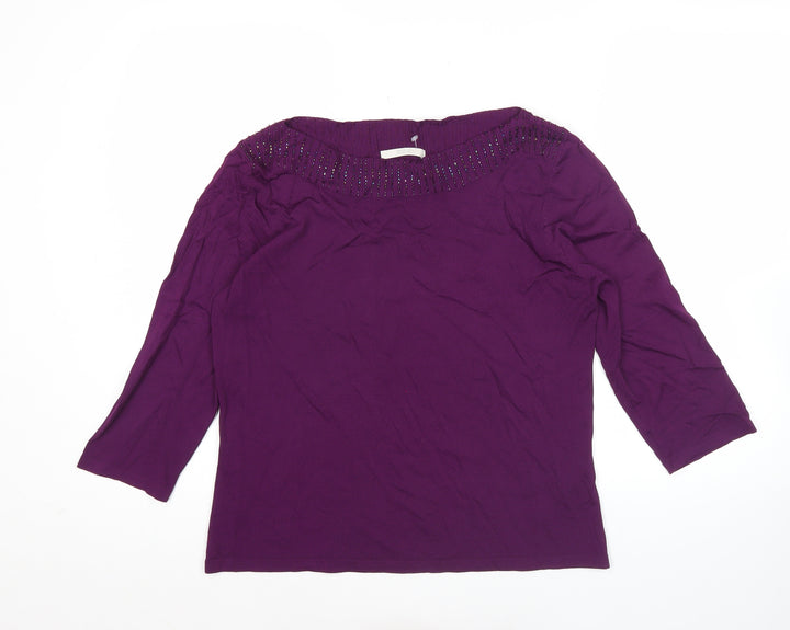 Marks and Spencer Women’s Purple Beaded 3/4 Sleeve Blouse UK 16