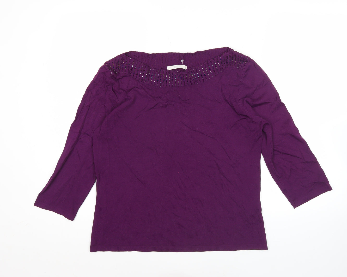 Marks and Spencer Women’s Purple Beaded 3/4 Sleeve Blouse UK 16