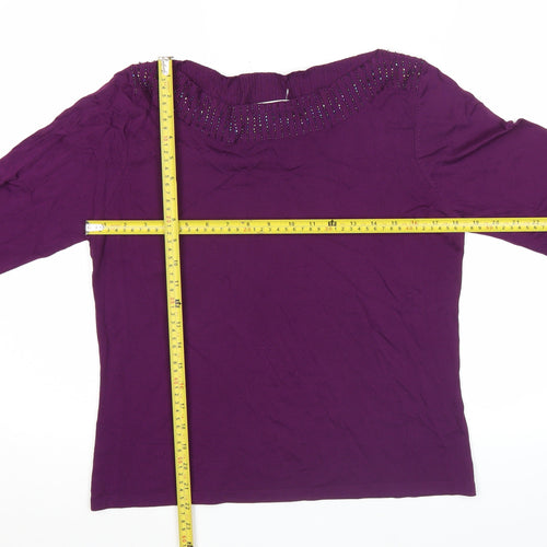 Marks and Spencer Women’s Purple Beaded 3/4 Sleeve Blouse UK 16
