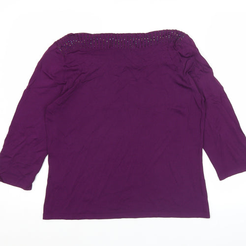 Marks and Spencer Women’s Purple Beaded 3/4 Sleeve Blouse UK 16