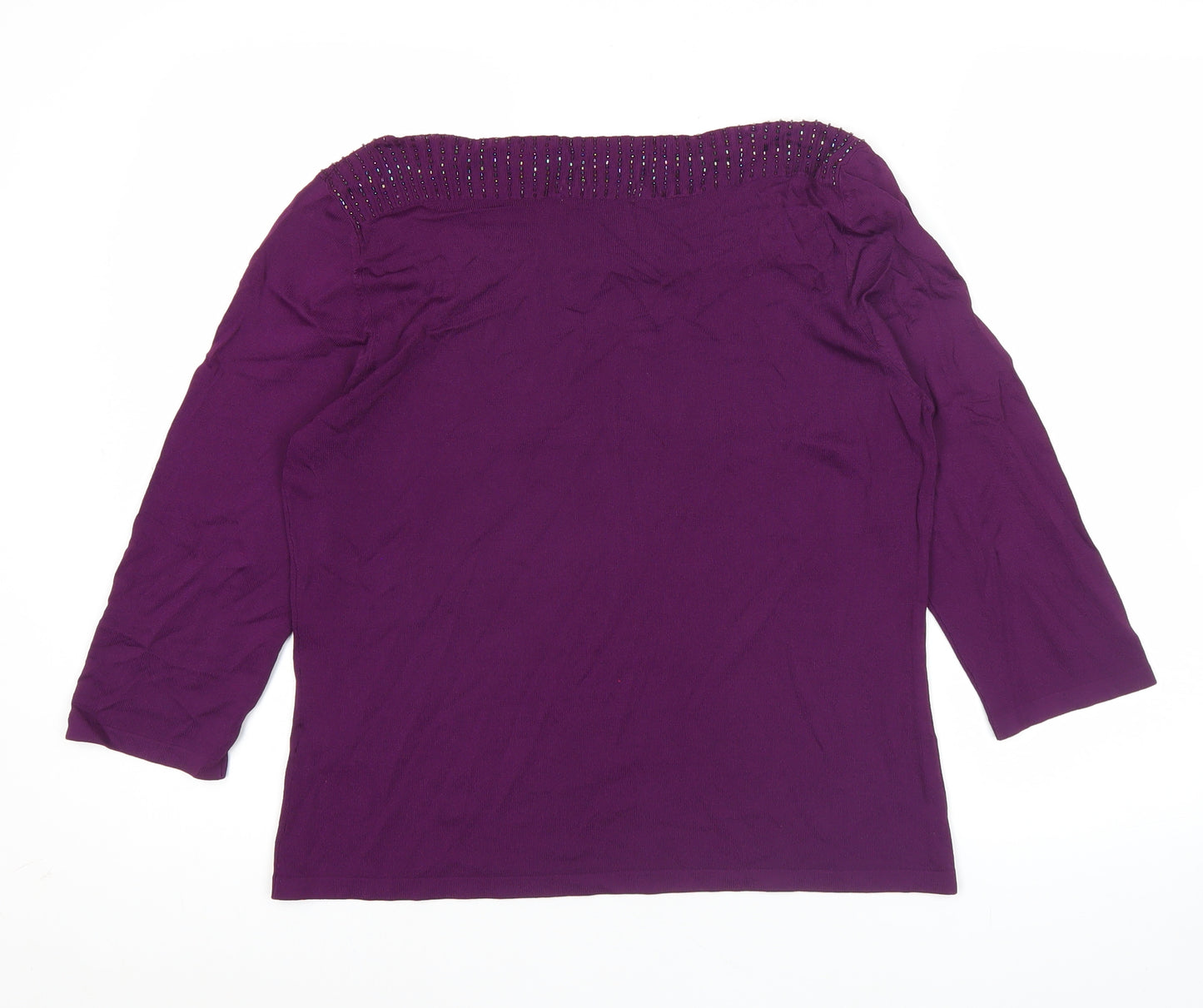 Marks and Spencer Women’s Purple Beaded 3/4 Sleeve Blouse UK 16