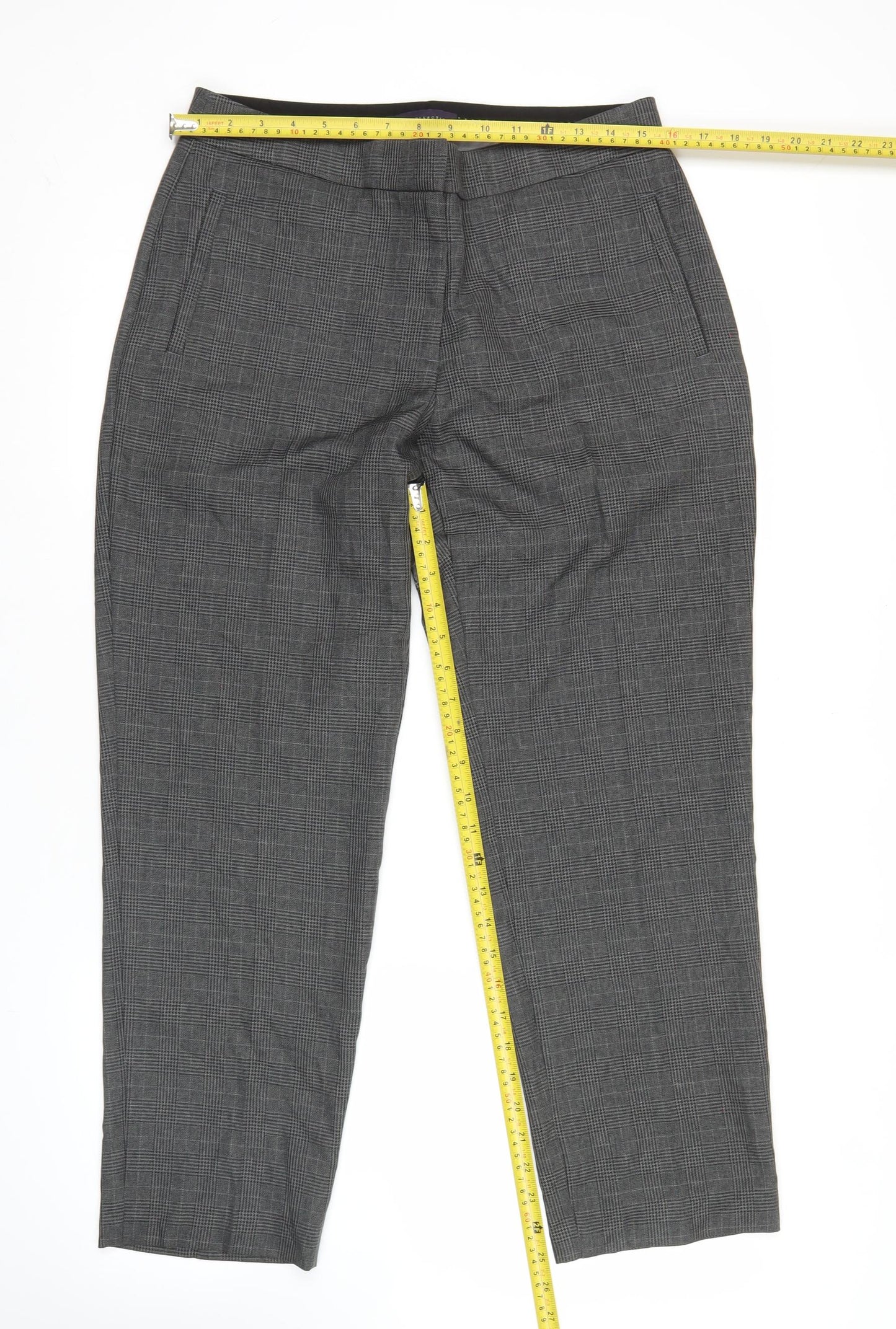 Marks and Spencer Womens Grey Check Dress Pants Size 12 Workwear Business Trousers