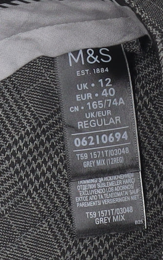 Marks and Spencer Womens Grey Check Dress Pants Size 12 Workwear Business Trousers