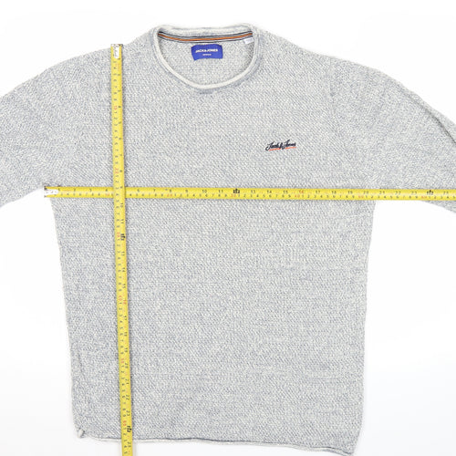 Jack & Jones Mens Grey Knit Pullover Jumper Size M Crew Neck