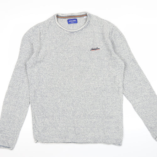 Jack & Jones Mens Grey Knit Pullover Jumper Size M Crew Neck