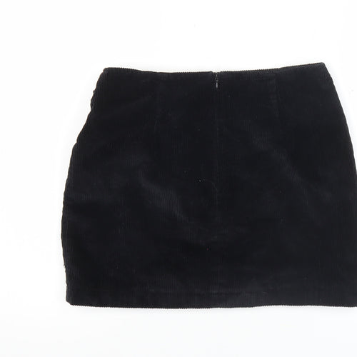 Lola Skye Womens Black Corduroy Buckle Short Pencil Skirt UK 12