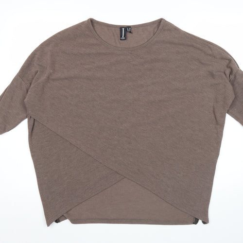 Izabel London Women’s Brown Tunic T-Shirt Top Size 8 Zip Detail