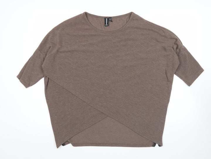 Izabel London Women’s Brown Tunic T-Shirt Top Size 8 Zip Detail