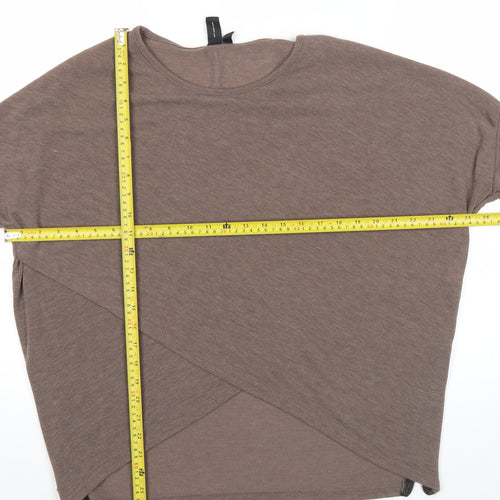 Izabel London Women’s Brown Tunic T-Shirt Top Size 8 Zip Detail