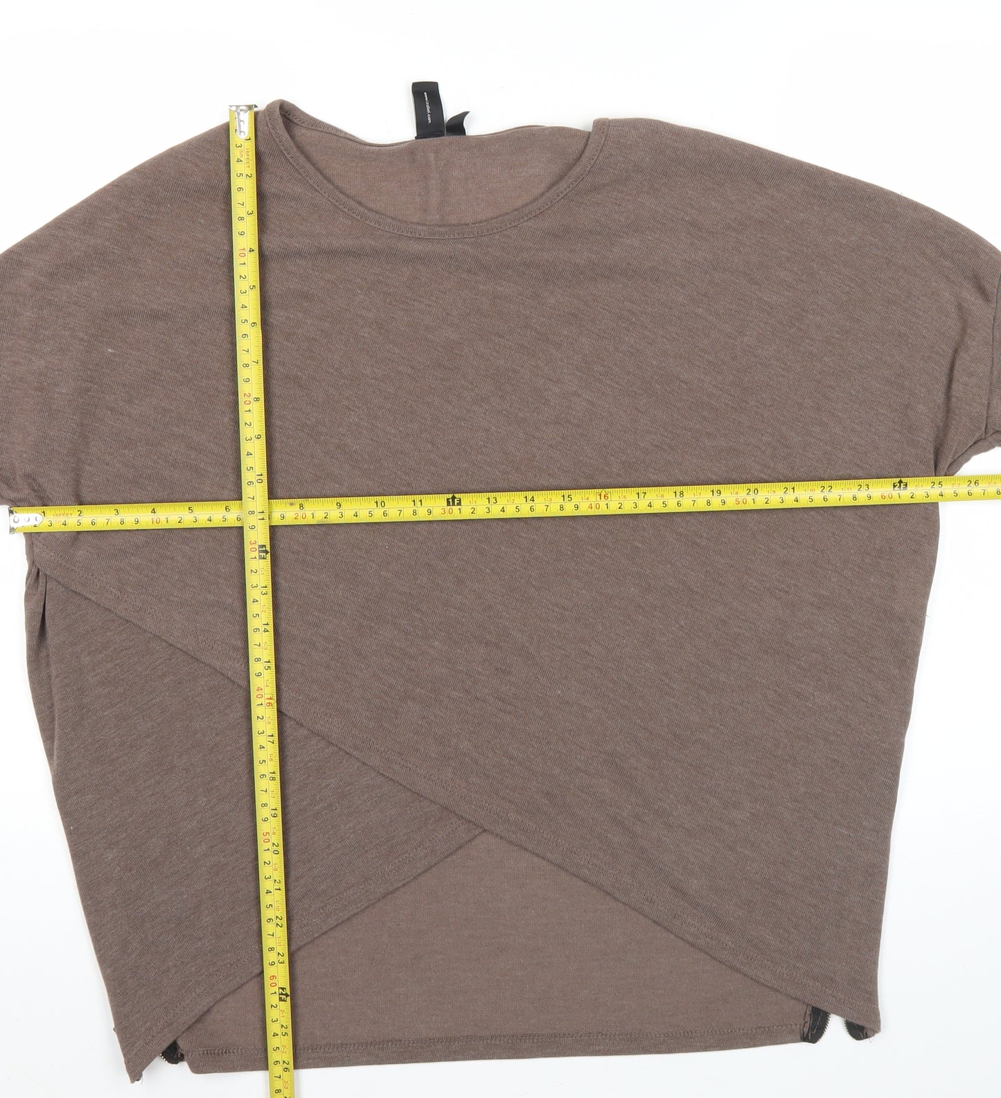 Izabel London Women’s Brown Tunic T-Shirt Top Size 8 Zip Detail