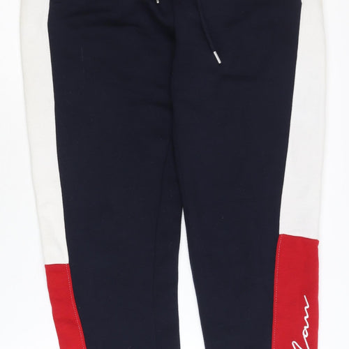 boohooMAN Men’s Colourblock Jogger Sweatpants Black Red White Size S