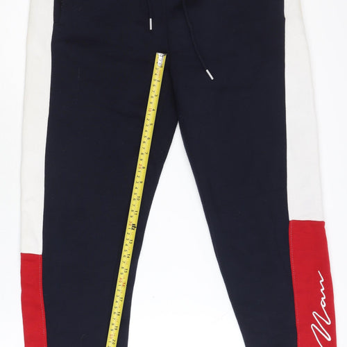 boohooMAN Men’s Colourblock Jogger Sweatpants Black Red White Size S