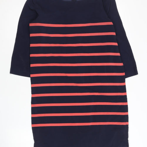 Gap Womens Blue Red Striped Shift Dress XS 3/4 Sleeve Knee Length