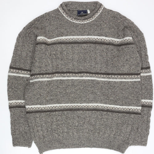 Daniele Blasi Mens Grey XL Cable Knit Wool Blend Jumper