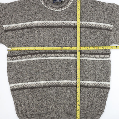Daniele Blasi Mens Grey XL Cable Knit Wool Blend Jumper
