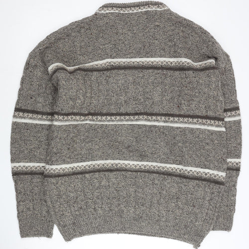 Daniele Blasi Mens Grey XL Cable Knit Wool Blend Jumper