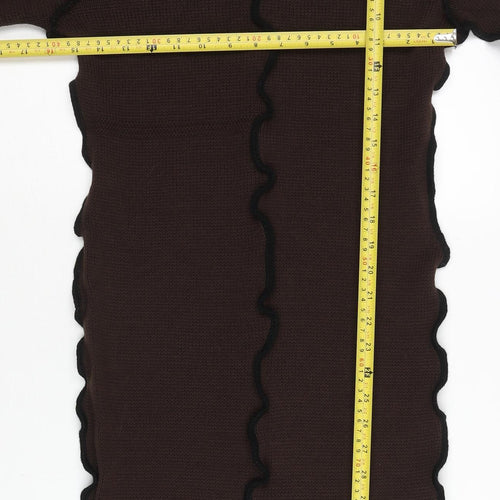 ASOS Design Women’s Brown Midi Bodycon Dress Size 10 Knit Ruffle