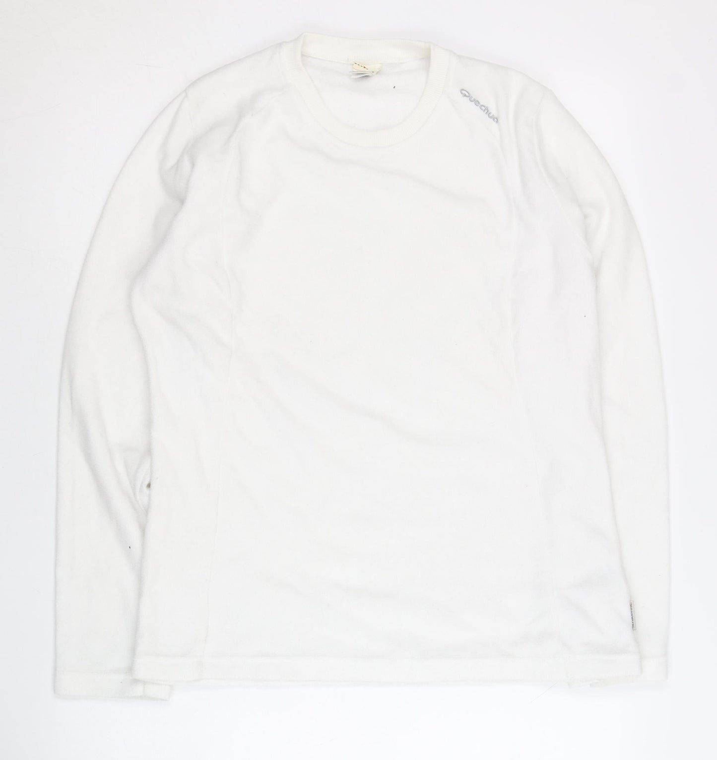Oxylane Womens White Pullover Sweatshirt Size L Polyester Crew Neck